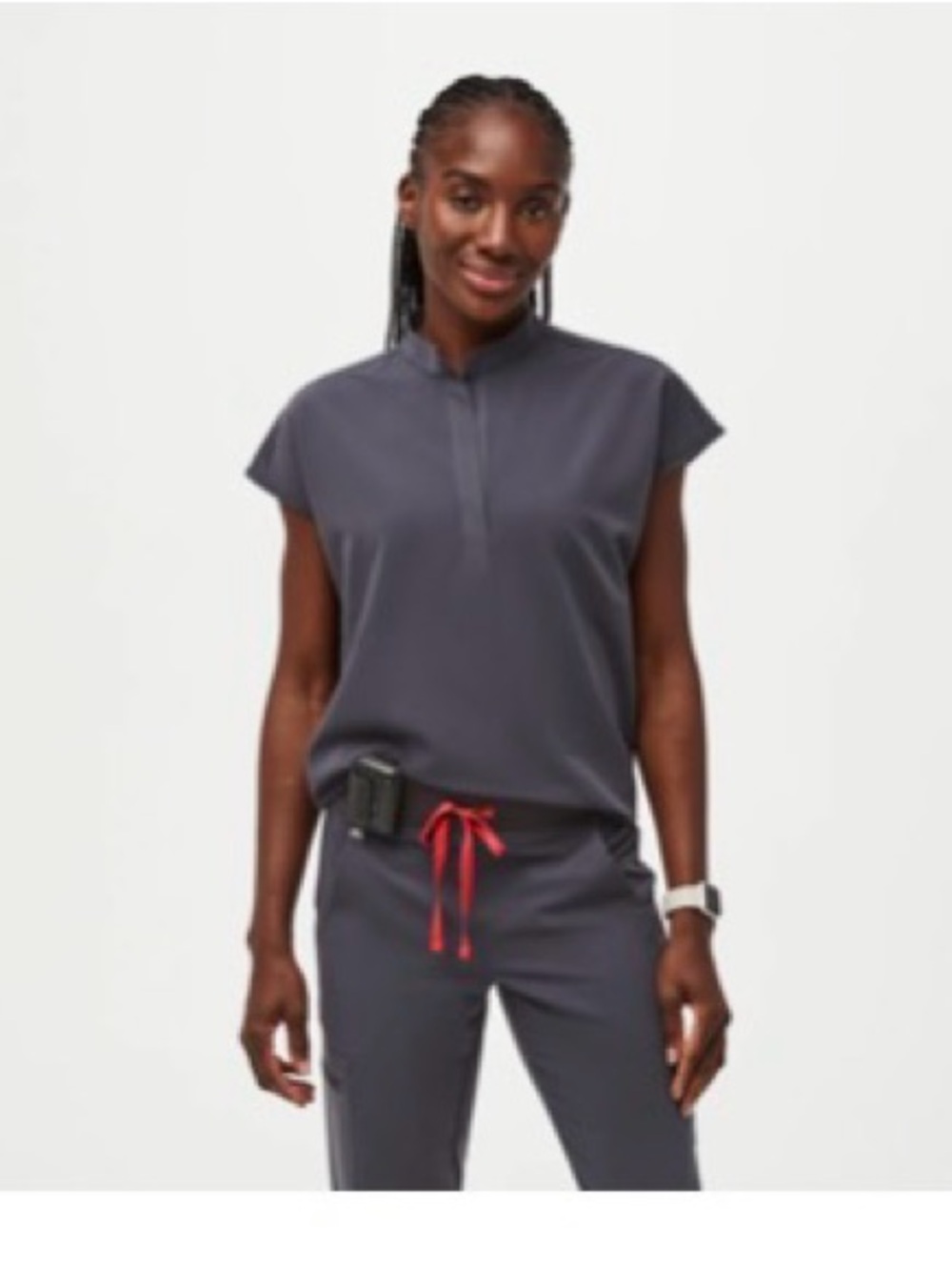 Figs Charcoal Gray Joggers with Red Drawstring